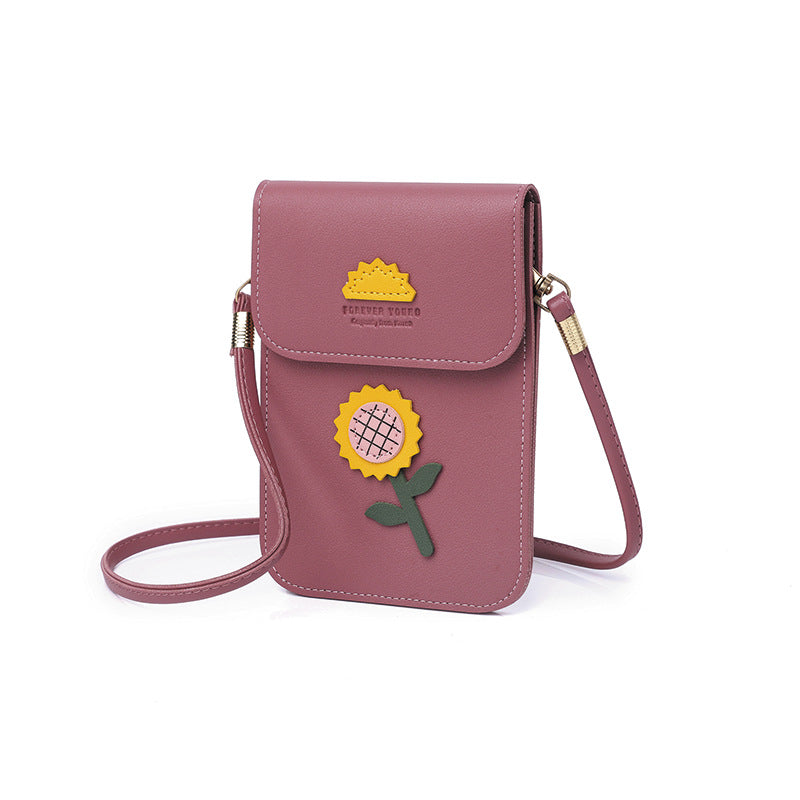 Flower bag one-shoulder strap diagonal square bag shape large capacity mobile phone bag cross-shoulder handbag