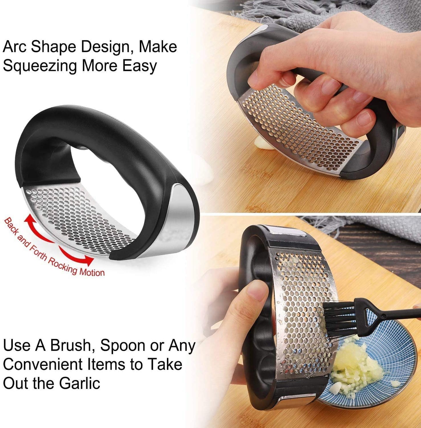 Stainless Steel Garlic Presses Manual Garlic Mincer Chopping Garlic Tools Curve Fruit Vegetable Tools Kitchen Gadgets