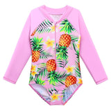 BAOHULU Long Sleeve Print Girls Swimsuit One Piece Children's Swimwear UV50+ Swimsuit Kids Sun Protection Bathing Suits Girl