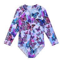 BAOHULU Long Sleeve Print Girls Swimsuit One Piece Children's Swimwear UV50+ Swimsuit Kids Sun Protection Bathing Suits Girl