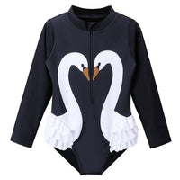 BAOHULU Long Sleeve Print Girls Swimsuit One Piece Children's Swimwear UV50+ Swimsuit Kids Sun Protection Bathing Suits Girl