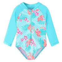 BAOHULU Long Sleeve Print Girls Swimsuit One Piece Children's Swimwear UV50+ Swimsuit Kids Sun Protection Bathing Suits Girl