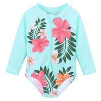 BAOHULU Long Sleeve Print Girls Swimsuit One Piece Children's Swimwear UV50+ Swimsuit Kids Sun Protection Bathing Suits Girl