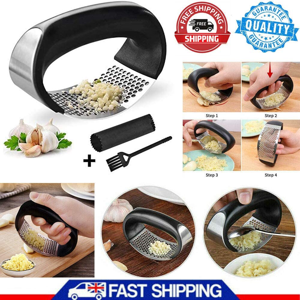 Stainless Steel Garlic Presses Manual Garlic Mincer Chopping Garlic Tools Curve Fruit Vegetable Tools Kitchen Gadgets